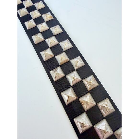 Streets Ahead Studded Leather Roger Belt Black Silver Small